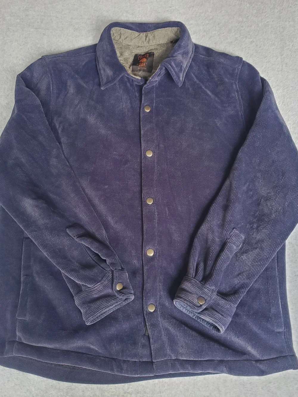 Corduroy Button-Front Jacket in Deep Blue by Oak